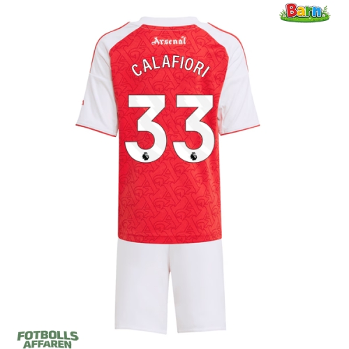 Arsenal Riccardo Calafiori #33 Hemmaställ Barn 2025-26 Kortärmad (+ Korta byxor)